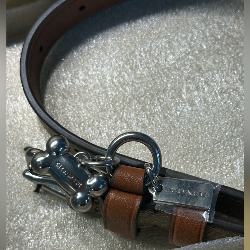 COACH Brown Tan Khaki Saddle Signature Dog Pet Collar New I have two - Picture 6 of 9